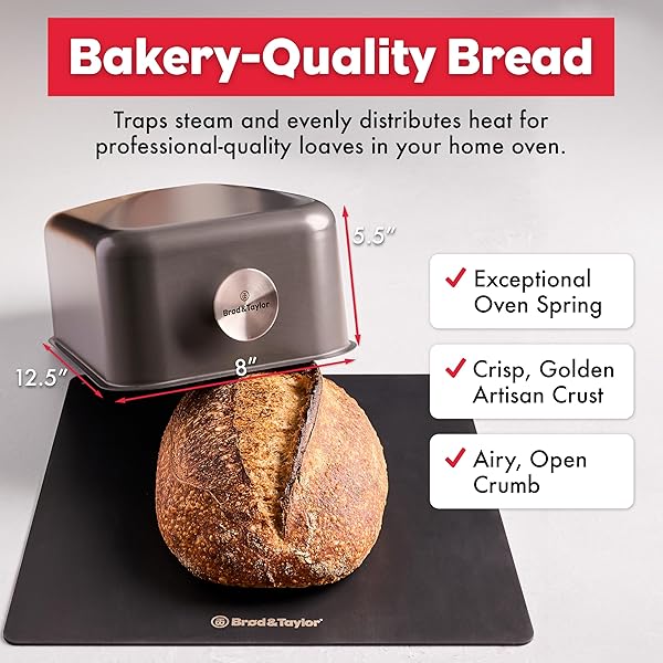 Brod & Taylor Ultraleichte Backschale für Sauerteigbrot (Batard) - kein Vorheizen nötig für knusprige Kruste und gleichmäßiges Backen - Image 3