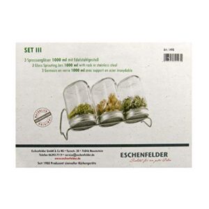 Eschenfelder 3 Sprossengläser Keimglas Keimgerät Set 3 mit Gestell 1000 ml