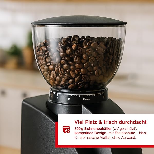 Solis Scala Zero Static 1662 Elektrische Kaffeemühle - Coffee Grinder - Espressomühle mit 24 Mahlgradeinstellungen - Schutz Gegen Statischen Kaffee - Kaffeebohnenbehälter 300 Gramm - Schwarz - Image 5