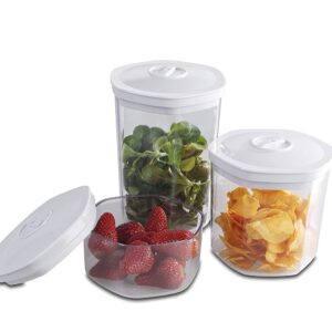 Solis Vakuumierbehälter-Set, 3 Stück, 700/ 1400/ 2000 ml, Sechseckig, Vakuumieren/ Marinieren